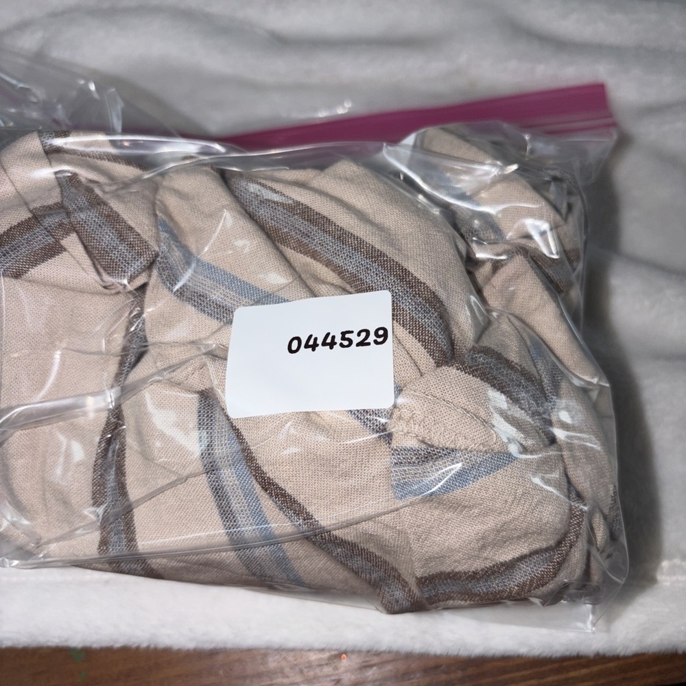 Est 1946 Cato Womens L Linen Blend Striped Loose Lightweight Blazer Coastal EUC - Picture 9 of 9